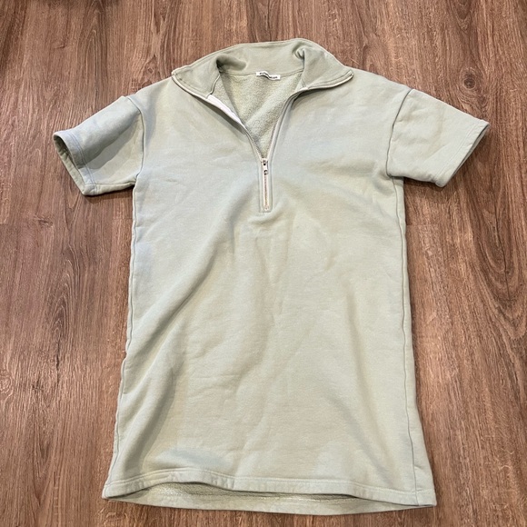 Reformation Hampton Sweat Dress in Sage Green - Picture 2 of 8